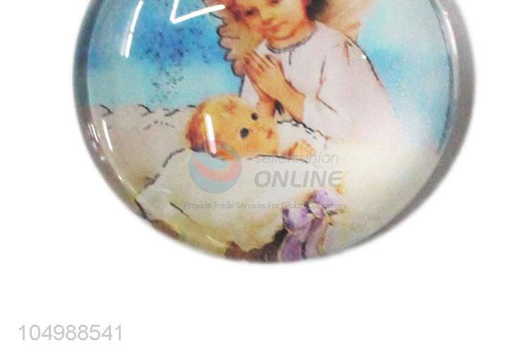 Cheap professional round epoxy fridge magnet with angel pattern