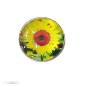 Top manufacturer round epoxy fridge magnet with sunflower pattern