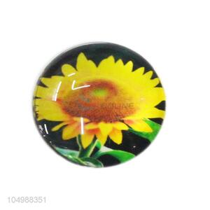 Best selling round epoxy fridge magnet with sunflower pattern