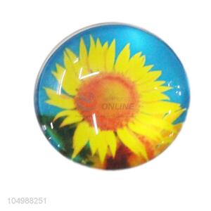 Competitive price round epoxy fridge magnet with sunflower pattern