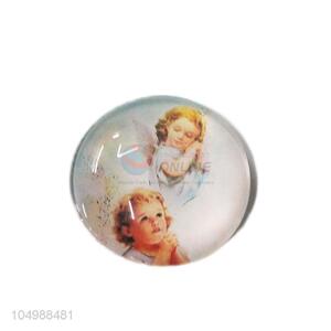 Most popular cheap round epoxy fridge magnet with angel pattern