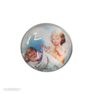 Latest design round epoxy fridge magnet with angel pattern