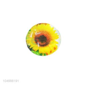 Good quality round epoxy fridge magnet with sunflower pattern