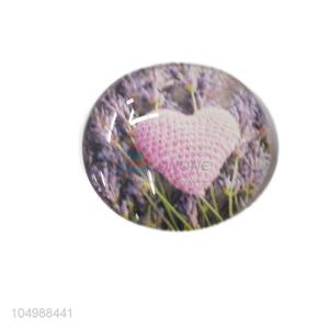 China factory round epoxy fridge magnet with heart pattern