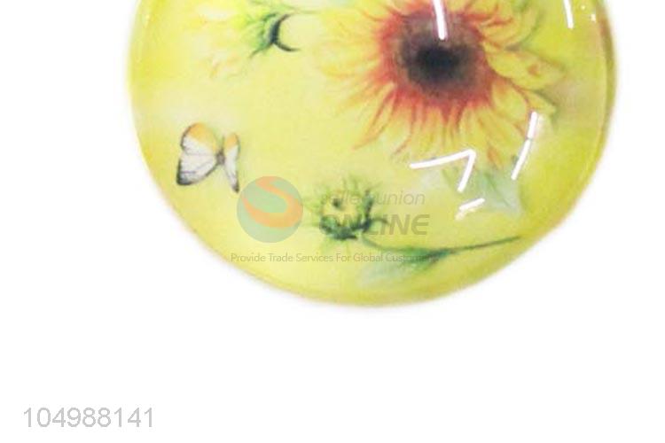 High quality round epoxy fridge magnet with sunflower pattern