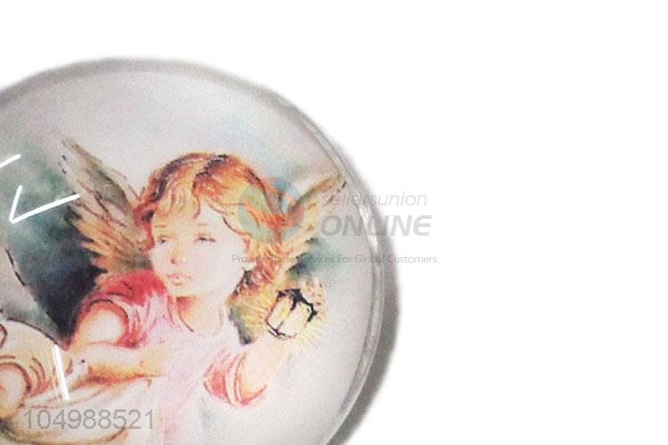 Wholesale low price round epoxy fridge magnet with angel pattern