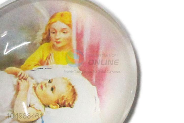 Nice fashion cheap round epoxy fridge magnet with angel pattern