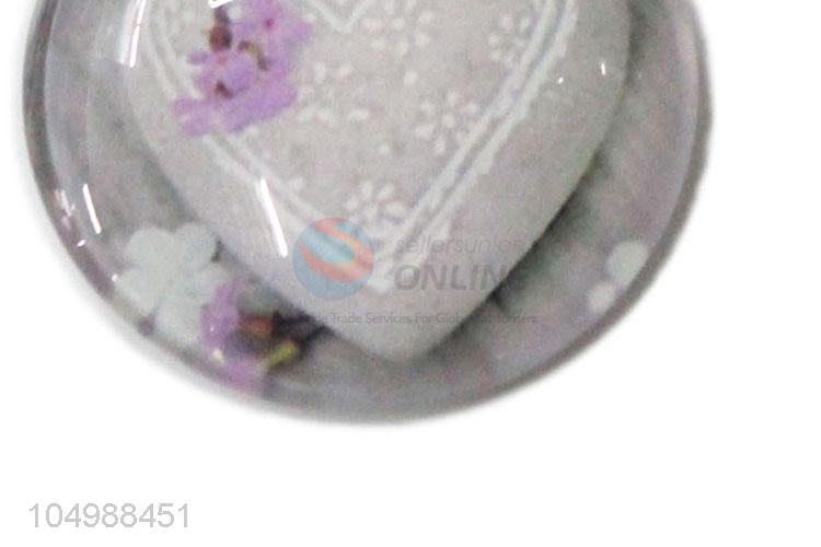 Top quality cheap round epoxy fridge magnet with heart pattern