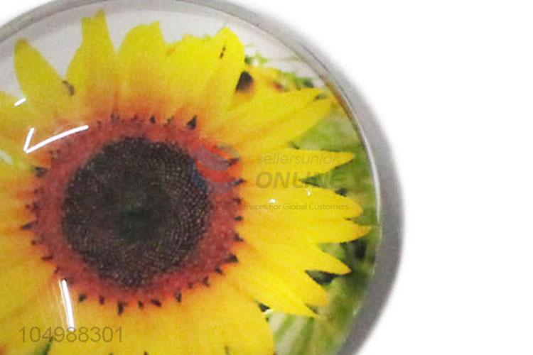 High sales round epoxy fridge magnet with sunflower pattern