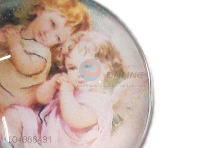 Bottom price round epoxy fridge magnet with angel pattern