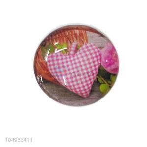 Factory customized round epoxy fridge magnet with heart pattern