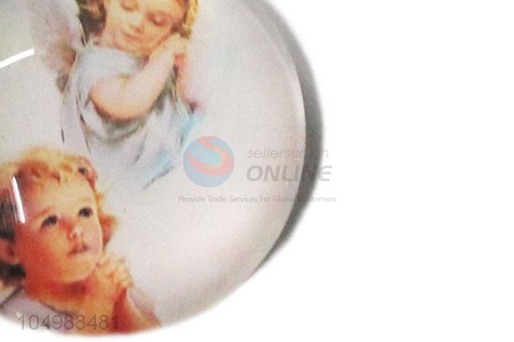 Most popular cheap round epoxy fridge magnet with angel pattern