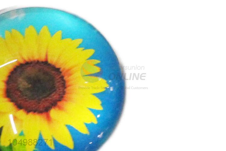 Factory promotional round epoxy fridge magnet with sunflower pattern