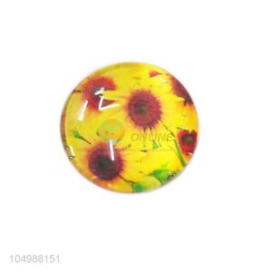 Factory sales round epoxy fridge magnet with sunflower pattern