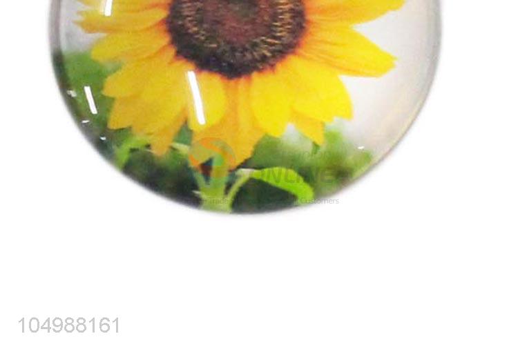 High grade custom round epoxy fridge magnet with sunflower pattern