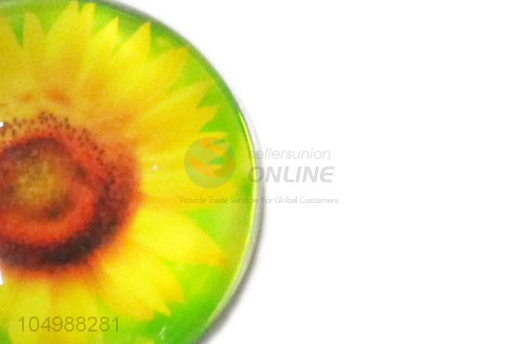 Cheap wholesale round epoxy fridge magnet with sunflower pattern