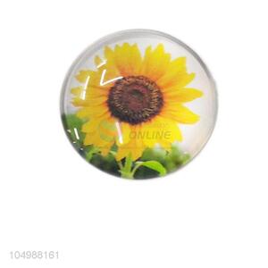 High grade custom round epoxy fridge magnet with sunflower pattern