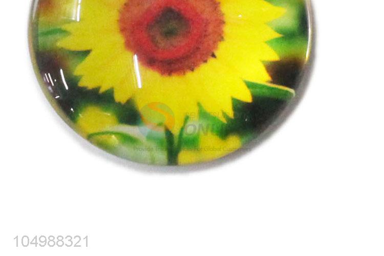 Top manufacturer round epoxy fridge magnet with sunflower pattern