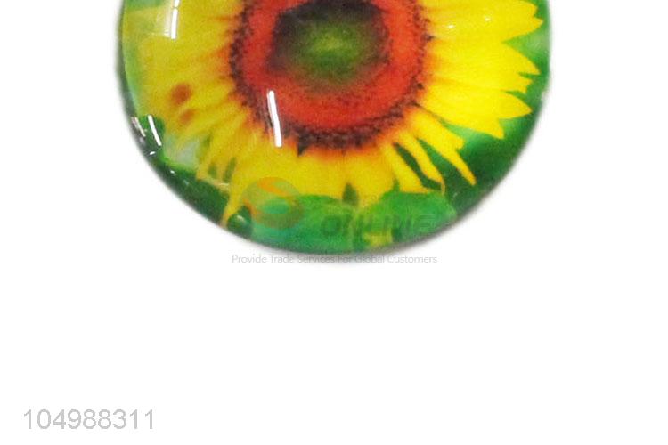 Factory wholesale round epoxy fridge magnet with sunflower pattern