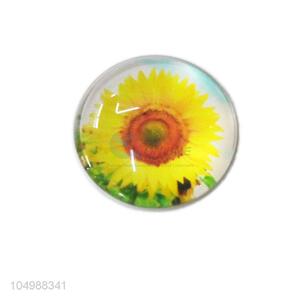 Made in China round epoxy fridge magnet with sunflower pattern