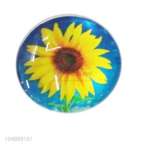 Best selling round epoxy fridge magnet with sunflower pattern