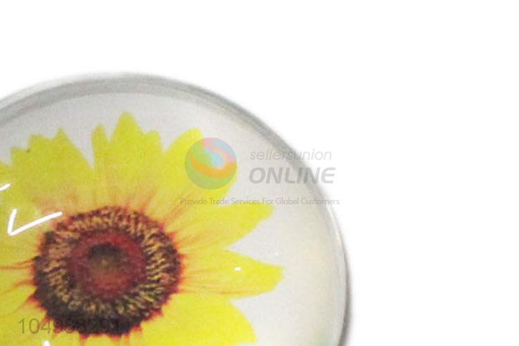 Bottom price round epoxy fridge magnet with sunflower pattern