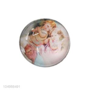 Bottom price round epoxy fridge magnet with angel pattern