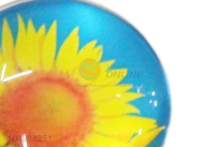 Competitive price round epoxy fridge magnet with sunflower pattern