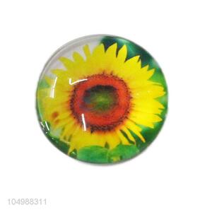 Factory wholesale round epoxy fridge magnet with sunflower pattern