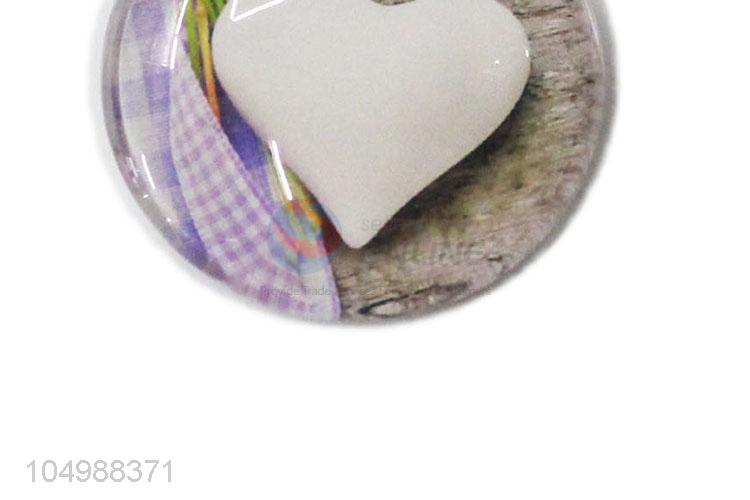 Cheap high quality round epoxy fridge magnet with heart pattern