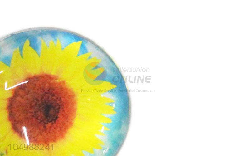 Wholesale new style round epoxy fridge magnet with sunflower pattern