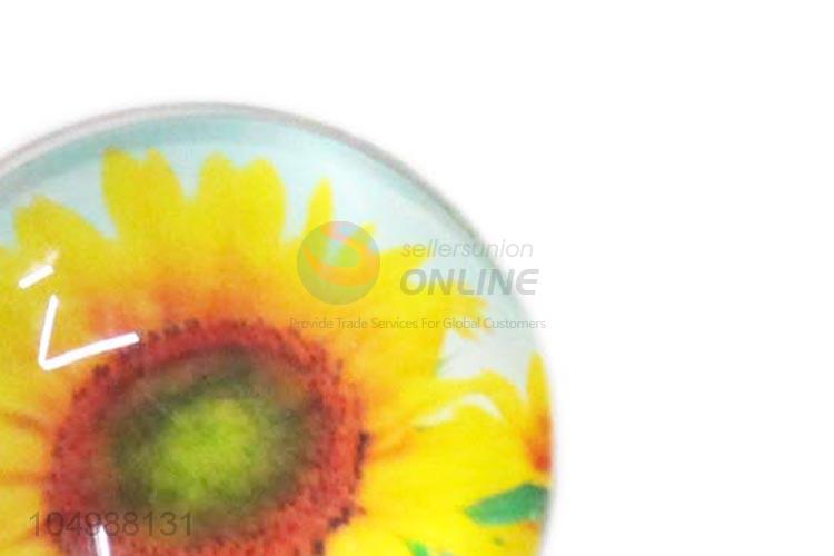 Wholesale cheap round epoxy fridge magnet with sunflower pattern