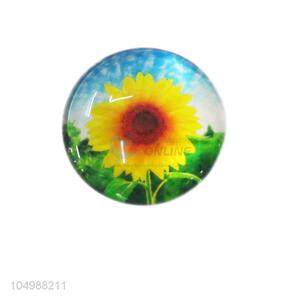 Direct factory round epoxy fridge magnet with sunflower pattern