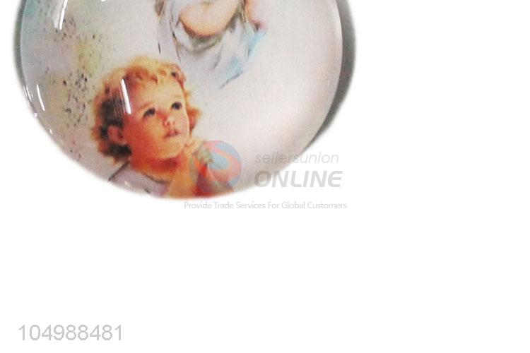 Most popular cheap round epoxy fridge magnet with angel pattern