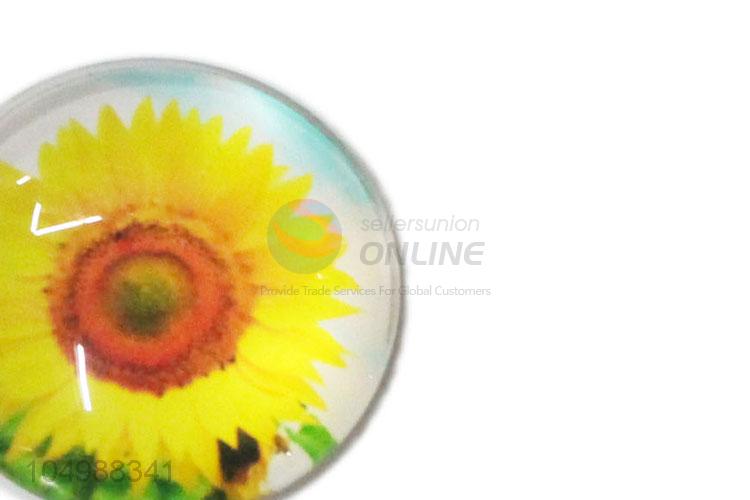 Made in China round epoxy fridge magnet with sunflower pattern