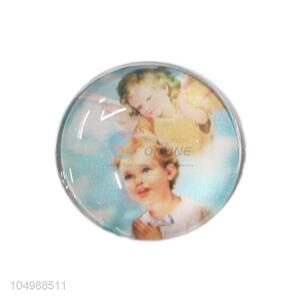 Top sale round epoxy fridge magnet with angel pattern