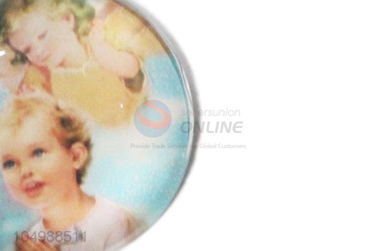 Top sale round epoxy fridge magnet with angel pattern