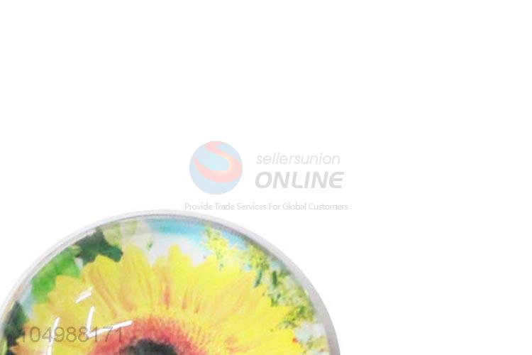 Low price round epoxy fridge magnet with sunflower pattern