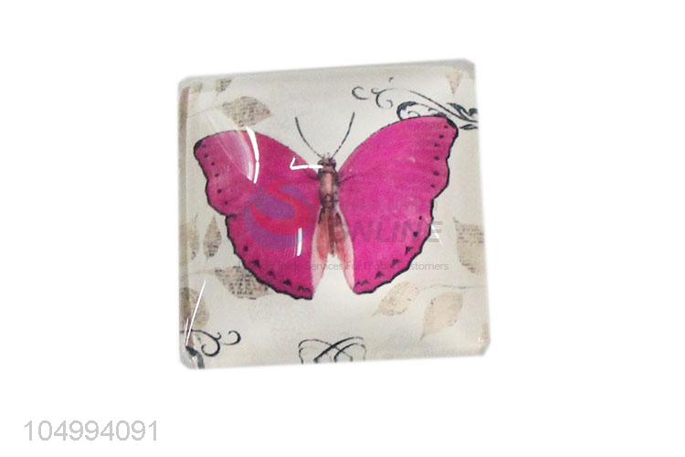 Resonable price square butterfly pattern epoxy fridge magnet