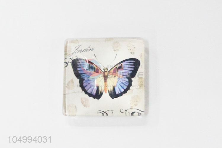 Top sale square butterfly pattern epoxy fridge magnet