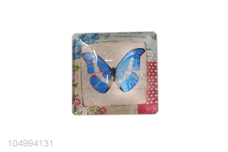 Wholesale cheap square butterfly pattern epoxy fridge magnet