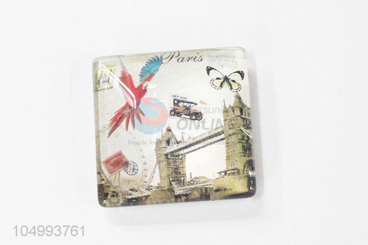 Wholesale new style square tower pattern epoxy fridge magnet