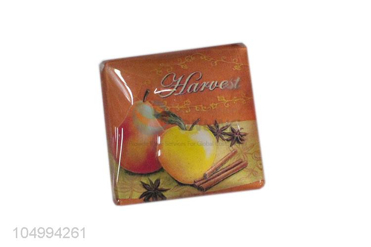 Customized wholesale square fruit pattern epoxy fridge magnet