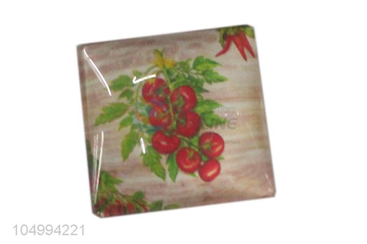 Most popular square fruit pattern epoxy fridge magnet