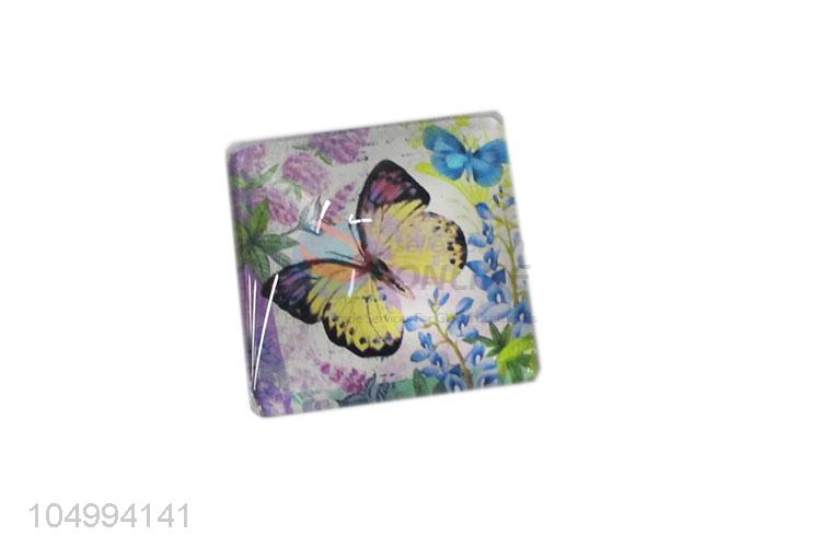 High quality square butterfly pattern epoxy fridge magnet