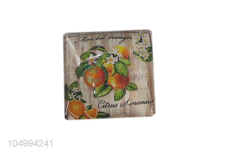 Wholesale new style square fruit pattern epoxy fridge magnet