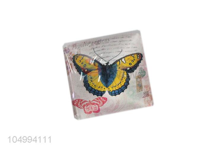 Manufacturer directly supply square butterfly pattern epoxy fridge magnet