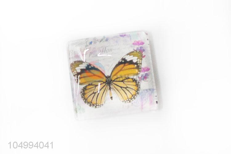 Wholesale low price square butterfly pattern epoxy fridge magnet