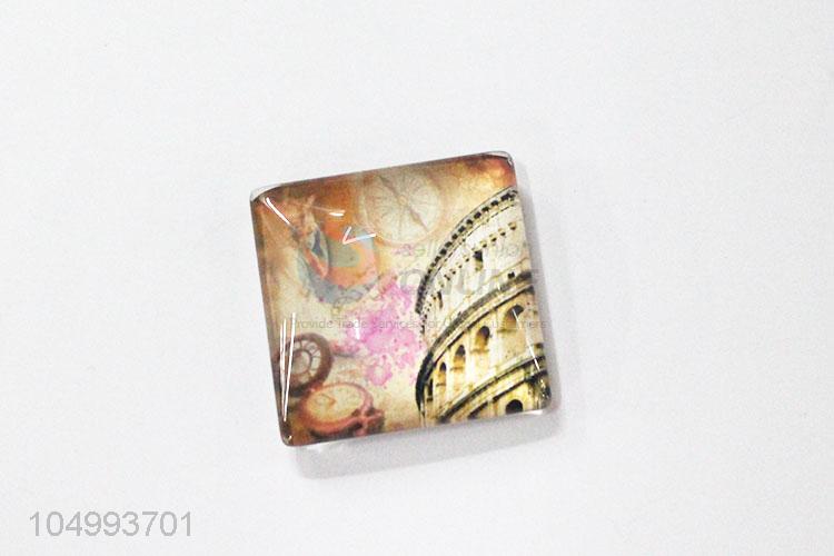 Best selling square tower pattern epoxy fridge magnet