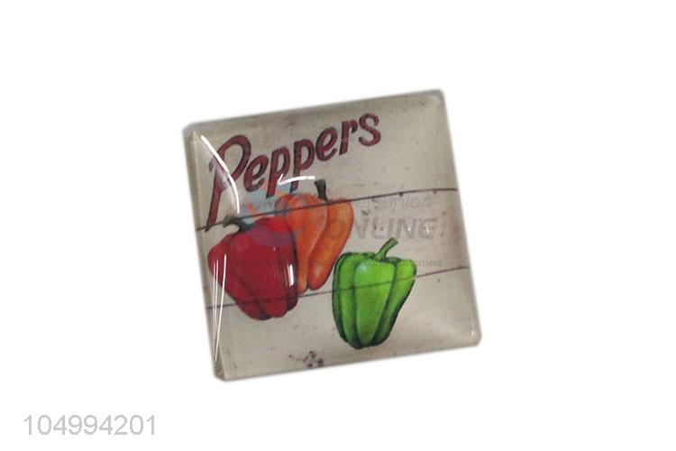 Factory supply square fruit pattern epoxy fridge magnet